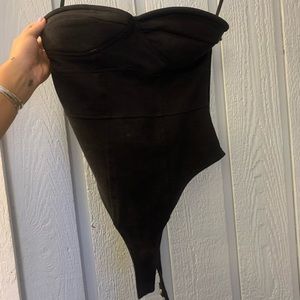 By the way suede bodysuit